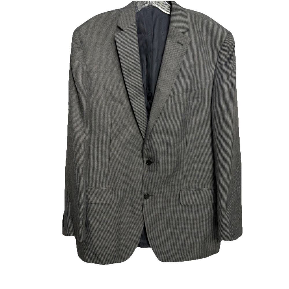 Michael Kors Blazer Mens 44L Gray Houndstooth 2 Button Polyester Blend Jacket